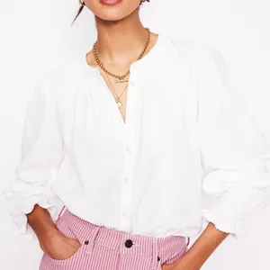 Boden Womens Evie White Double Cloth Beachy Boho Gauze Cotton Blouse Size 6 thumbnail 1