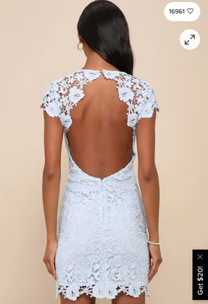 Lulus Romance Language Light Blue Backless Lace Dress thumbnail 2