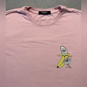Bananas Monkey Graphic T Shirt Womens Small Pink Streetwear Tee Cotton thumbnail 3