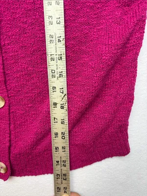 J. Crew size small knit Short-Sleeve Button Cardigan sweater purple pink Fuschia thumbnail 5