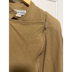 Vintage NEWS from California Asymmetrical Zip Midi Dress Tan Dolman Sleeve L thumbnail 3