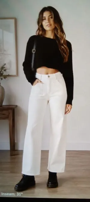 Pilcro Anthropologie Womens Size 28 Wide Leg White Jeans Stretch Coastal thumbnail 1