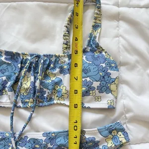 Womens Bikini Set Top Small Bottoms Cheeky Floral Blue Beach‎ Summer Tropical thumbnail 3
