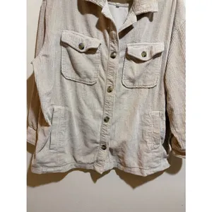 Aerie Size L Corduroy Shacket Shirt Jacket Cream Button Down Front thumbnail 3