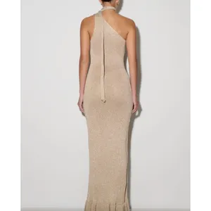 Meshki Celestino Gold Floral Metallic Knit Maxi Dress NWT Size M thumbnail 2