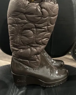 Coach Women's Quilted Dark Brown Boots thumbnail 1