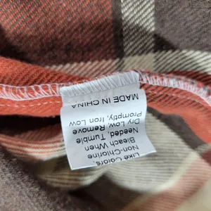 Womens‎ Shirt Size M Orange Plaid Flannel Button Down Long Sleeve Shaket Casual thumbnail 13