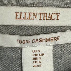 Ellen Tracy Gray Beige Cashmere Sweater thumbnail 4