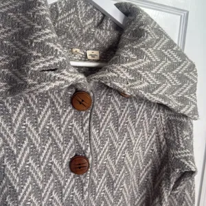 Anthropologie Moth Wool Blend Belted Gray Patterned Cardigan W1244 Sz S thumbnail 5