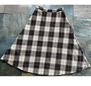 DAZY Kpop High Waist Plaid A-line Skirt CG2 Brown Size Large Lined Cottage​​​ thumbnail 8