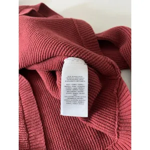Lauren Ralph Lauren Red Cotton Waffle-Knit Cowl Neck Logo Pullover Sweater Small thumbnail 5