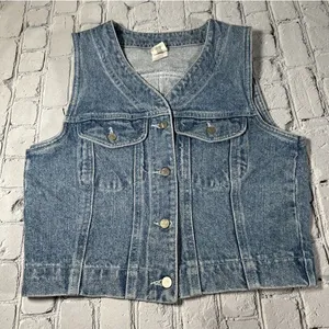 GAP Factory Store Denim Vest Womens Size Small 90s Y2K Jean Sleeveless Vintage thumbnail 1