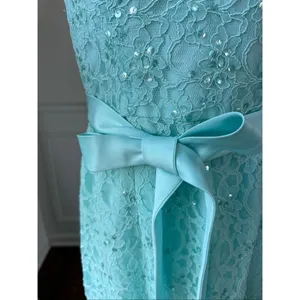 Morilee Aqua Blue Green Lace Sequin Formal Gown $185 thumbnail 6