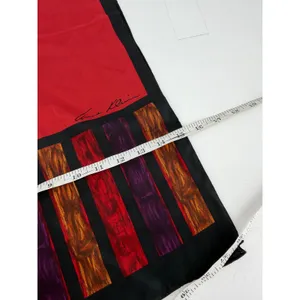 Anne Klein‎ Scarf Women OS Red Silk Striped Border Vintage thumbnail 7