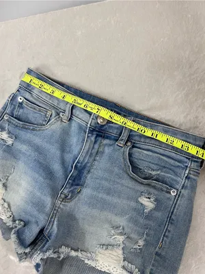 American Eagle Outfitters Light Blue Distressed Denim Shorts stretch size 6 thumbnail 6