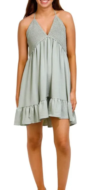 Madden Girl Sage Green Halter Ruffle Sundress thumbnail 1