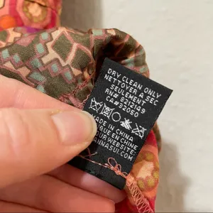 Anna Sui X Anthropologie Red Geometric Print Silk Sleeveless Boho Dress Womens 0 thumbnail 7