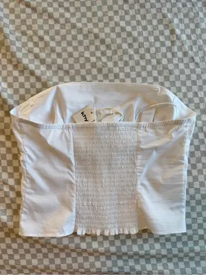 KHY Poplin Tube Top White NEW Medium White Cotton thumbnail 3