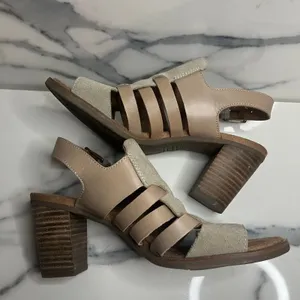 TOMS Women's Beige Block Heel Majorca Woven Sandals Sz 7.5 Minimalist Casual thumbnail 5