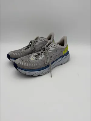 Hoka Clifton 7 $180 Woman’s 9 One One Gray Running Shoes with Yellow Logo thumbnail 2