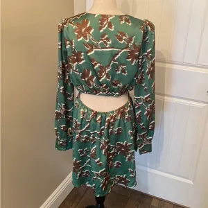 TCEC o ring‎ cutout Floral Green and Brown Women's Dress size M thumbnail 3