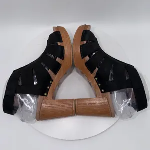 Dansko Demetra Black Leather Cutout Platform Sandals Wood Block Heel Women 6-6.5 thumbnail 4