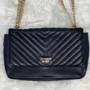 Victoria’s Secret Black and Gold Chain Crossbody Purse thumbnail 2