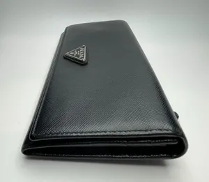 Prada Large Saffiano Calfskin Leather Wallet - Black - Preowned thumbnail 6