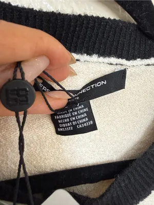 French Connection Womens L Ivory Black Contrast Knit Cardigan Jacket NWT $128 thumbnail 5