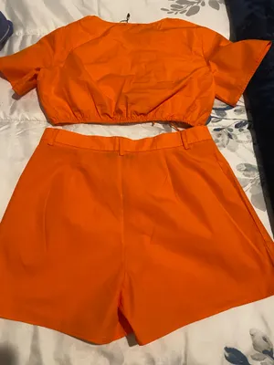 Boohoo New With Tag 2 Piece Orange Short Set thumbnail 5