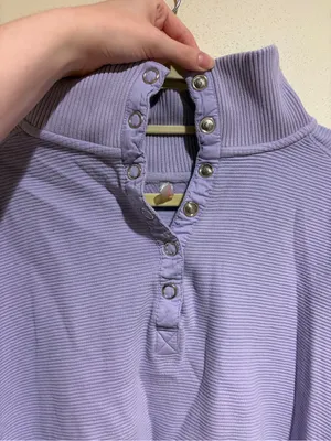 Free People FP Movement So Fly Henley Snap Neck Ribbed Pullover Purple Medium thumbnail 7