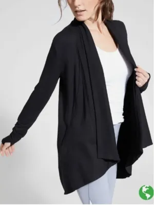 Athleta Pranayama Restore Wrap - Black Oversized Draped Cardigan - XS Runs Large thumbnail 1
