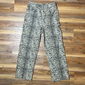Y2K Leopard Print Straight Leg Jeans Streetwear Grunge Indie Sleaze Size M 30 thumbnail 2