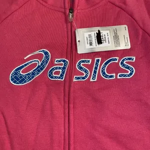 Asics Jacket Womens XS Pink Logo Full Zip Mock Neck Sweatshirt Pockets NWT thumbnail 3