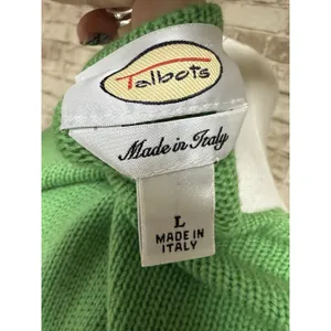 Talbots Green Wool Cashmere Cable Knit Detail V-Neck‎ Sweater Women's Size L thumbnail 5