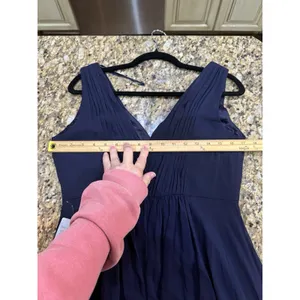NEW Eliza J High Low Chiffon Rhinestone Embellished Waist Dress Size 8 Navy thumbnail 8