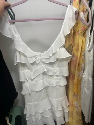 Bardot white frill mini dress thumbnail 4
