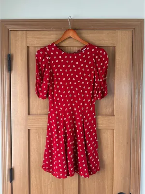 Reformation Bard Floral-Print Crepe Mini Dress in Red Women’s size 6 thumbnail 12
