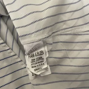 FRANK & EILEEN Crinkle Barry Buttondown Top Blouse‎ White Blue Dotted Small thumbnail 10