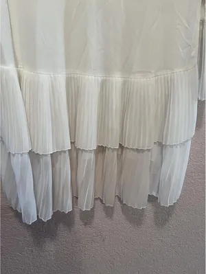 Zara‎ White Pleated Tiered Tunic Blouse Size M thumbnail 9