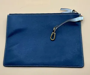 Tory Burch Navy Large Zip Pouch Leather Wristlet Zip Clutch thumbnail 4
