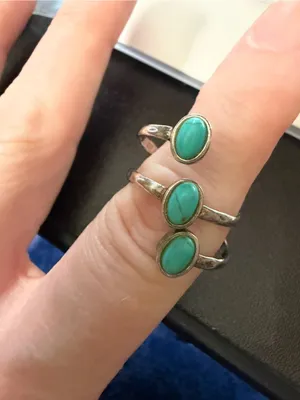Turquoise Triple Oval Sterling-Style Adjustable Ring - Women Jewelry thumbnail 1
