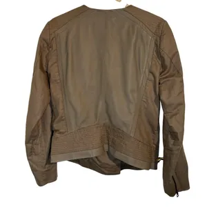 Lucky Brand Tan Lamb Leather Moto Jacket Asymmetrical Zip M Biker Quiet Luxury thumbnail 2