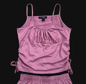 Love Cameron - Rose Pink Ruched Tank & Lounge Shorts Set thumbnail 2