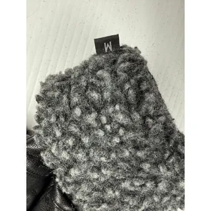Black Leather Gloves with Plush Gray Fleece Lining‎ Cold Weather size M thumbnail 4