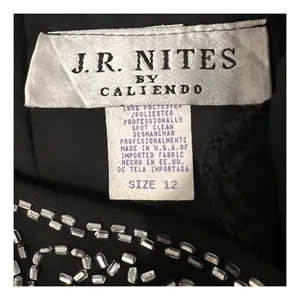 JR Nites Palazzo Pants Womens Size 12 Black Beaded Sheer Wide Leg Evening 1990s thumbnail 3