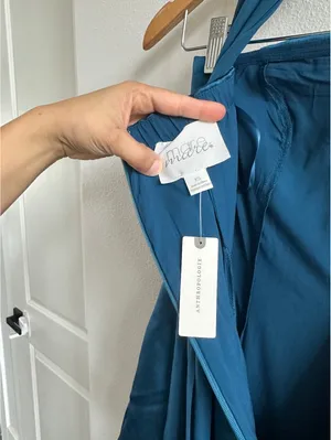 Anthropologie Mare Mare Natalie Strapless Stretch Satin Chiffon Maxi Dress XS thumbnail 9