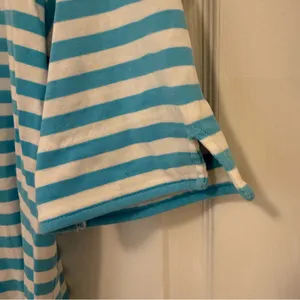 Like New Vintage Lauren Ralph Lauren Blue Striped Elbow-Sleeve Henley Top thumbnail 2