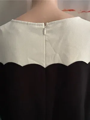 Loft Women’s Sleeveless Black Shift Dress Cream Scalloped Yoke Sz 8 NWT thumbnail 7
