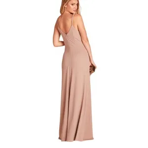 Birdy Grey Jay Crepe Maxi Dress Taupe V-Neck Side Slit Size Medium Bridesmaid thumbnail 15